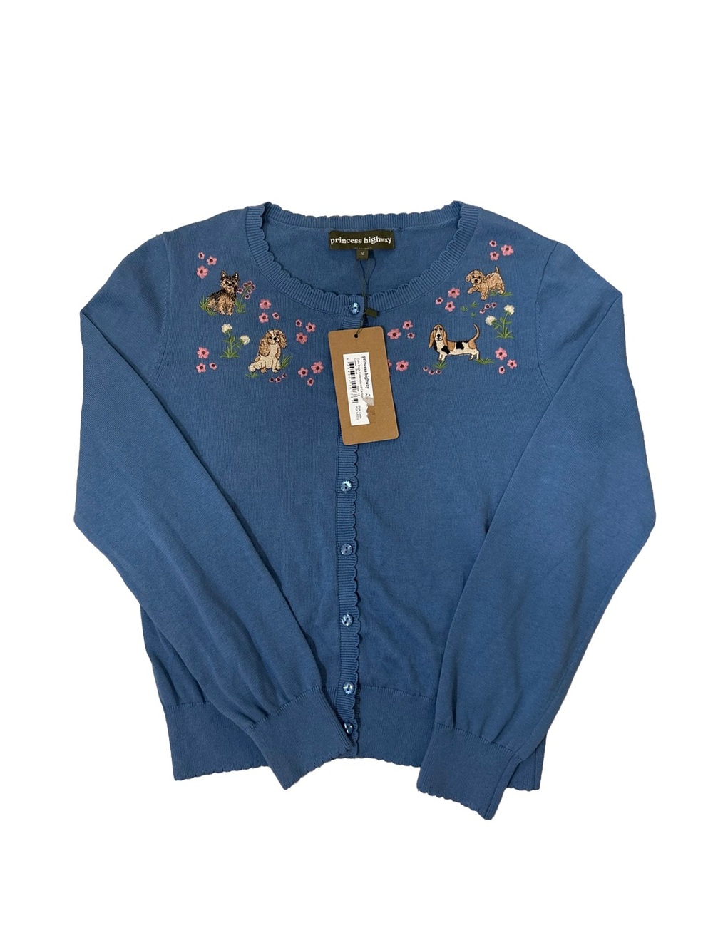 Princess Highway cute dogs embroidered cardigan NWT Grandmacore Teachercore